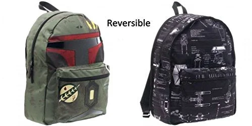 Backpack with extra space-Backpack - Star Wars - Boba Fett W/Reversible Blue Print Licensed Bp2Zhwstw