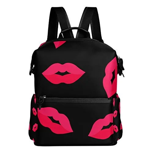 Colourlife Red Lips Stylish Casual Shoulder Backpacks Laptop School Bags Travel Multipurpose