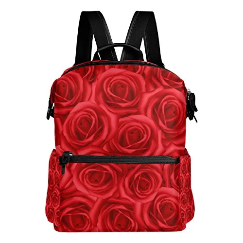 Colourlife Red Roses Stylish Casual Shoulder Backpacks Laptop School Bags Travel Multipurpose