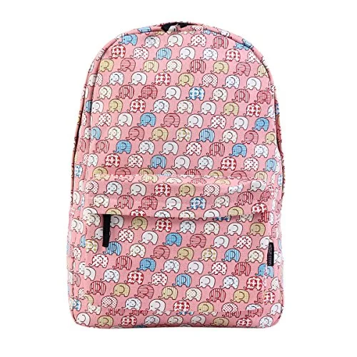 Damara Elephants Print Pink Backpack