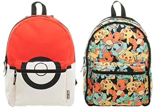 Backpack for cross-country treks-Pokemon Pokeball & Starters Reversible Backpack