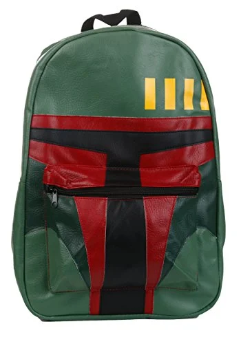 Travel backpack with secure zipper-Star Wars Boba Fett Face Green Backpack