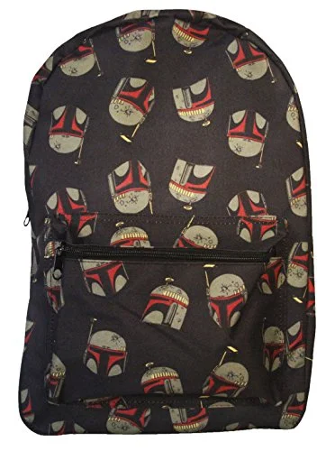 Backpack for tropical camping-Star Wars Boba Fett Helmet Print Backpack