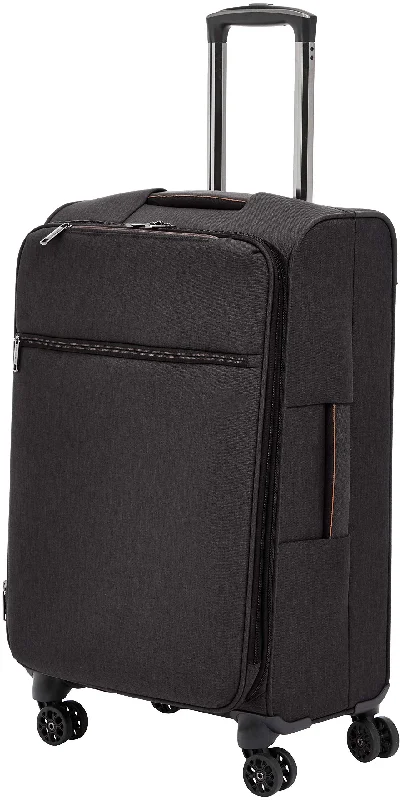 AmazonBasics Belltown Softside Rolling Spinner Suitcase Luggage - 25 Inch, Heather Black