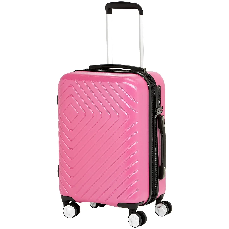 AmazonBasics Geometric Travel Luggage Expandable Suitcase Spinner with Wheels and Built-In TSA Lock, 22 Inch - Pink