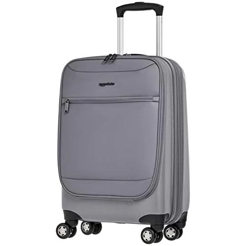 AmazonBasics Hybrid Exterior Carry-On Expandable Spinner Luggage Suitcase - 20 Inch, Grey