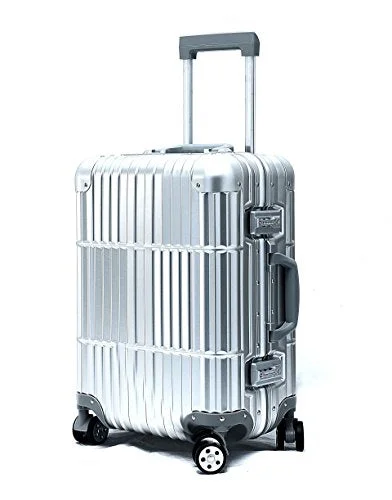 Cloud 9 - All Aluminum Luxury Hard Case Checked 24" Durable with 360 Degree 4 Wheel Spinner TSA Approved