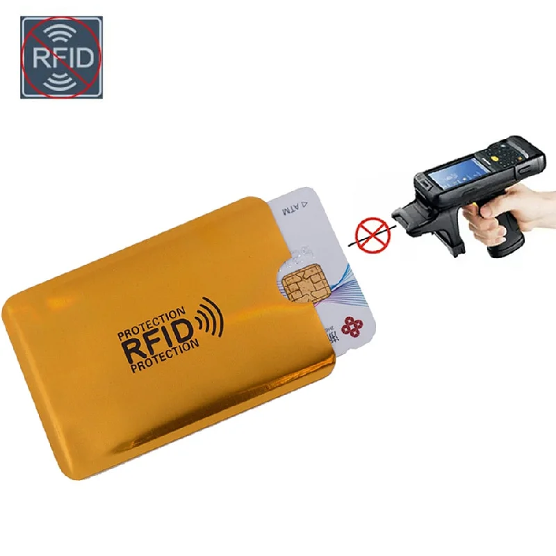 Gold Laser Anti Rfid Wallet Blocking Reader Lock Bank Card Holder Id Bank Card Case Business