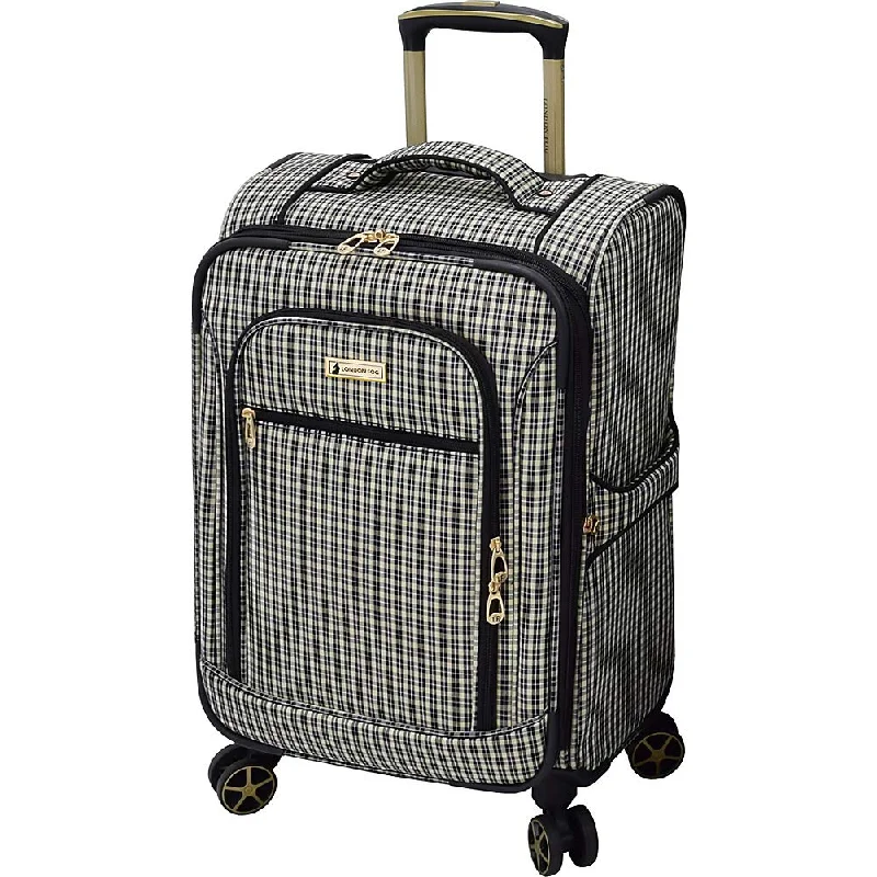 London Fog Softside 20" Spinner, BLK Tan Plaid