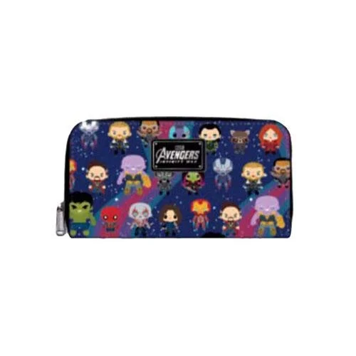 Loungefly X Marvel Avengers Kawaii Zip Around Wallet,Blue,Medium