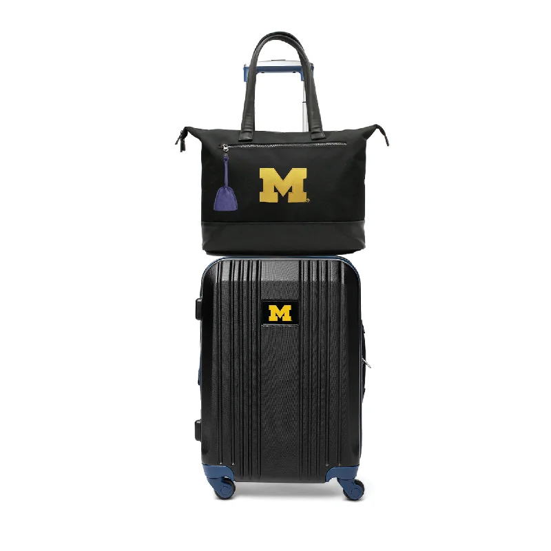 Michigan Wolverines Premium Laptop Tote Bag and Luggage Set