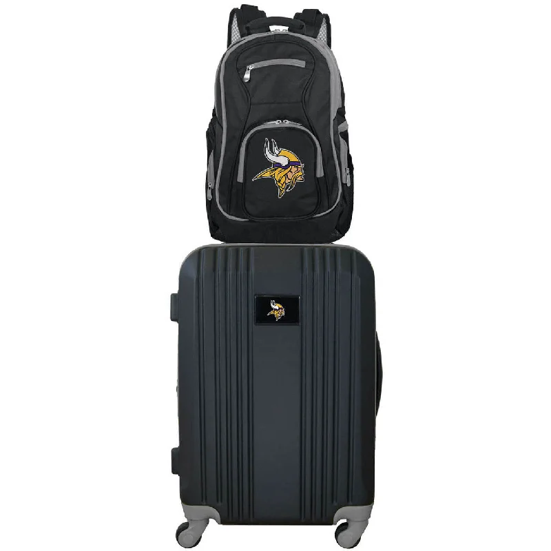 Minnesota Vikings 2 Piece Premium Colored Trim Backpack and Luggage Set