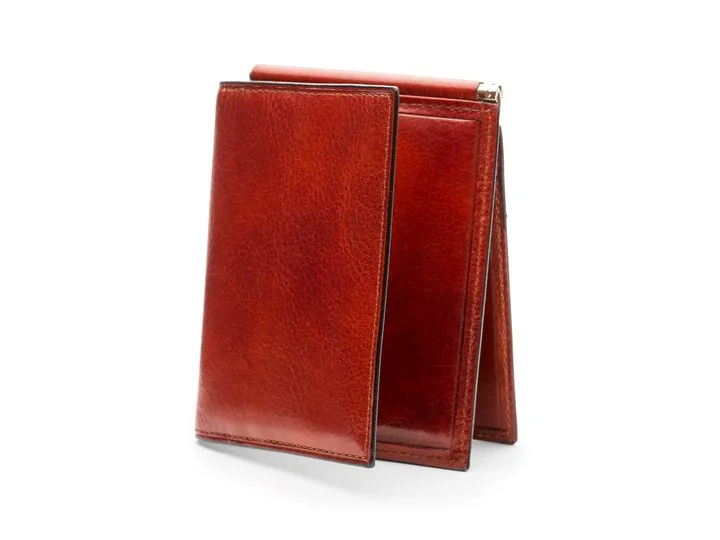 Bosca Oldleather Money Clip Pocket Wallet (Cognac)