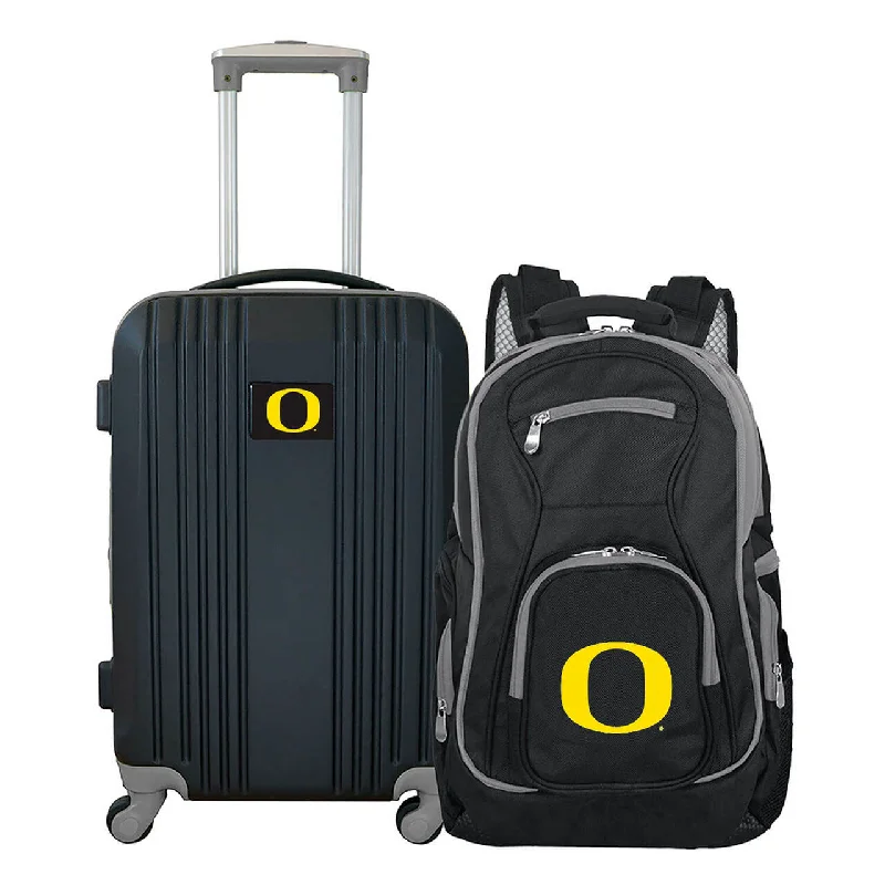 Oregon Ducks 2 Piece Premium Colored Trim Backpack and Luggage Set