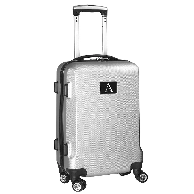 Personalized Initial Name letter "A" 20 inches Carry on Hardcase Spinner Luggage by Mojo in SILVER