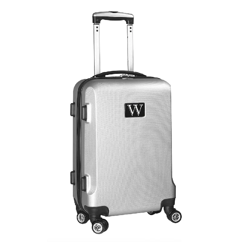 Personalized Initial Name letter "W" 20 inches Carry on Hardcase Spinner Luggage by Mojo in SILVER