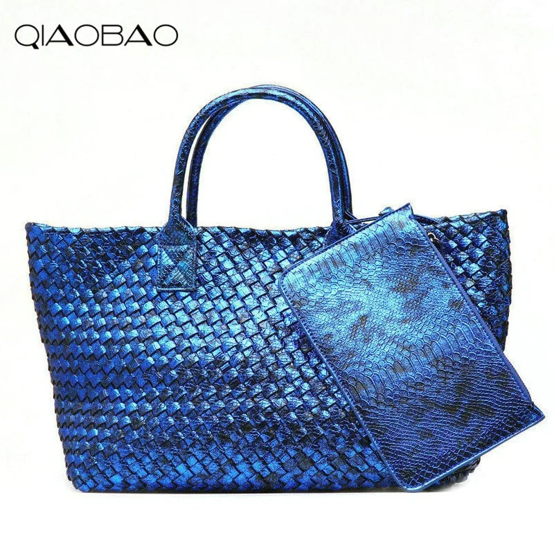 Qiaobao Wallet Gift Bag Famous Snake Knitting Quality Leather Women'S Handbag Vintage Large