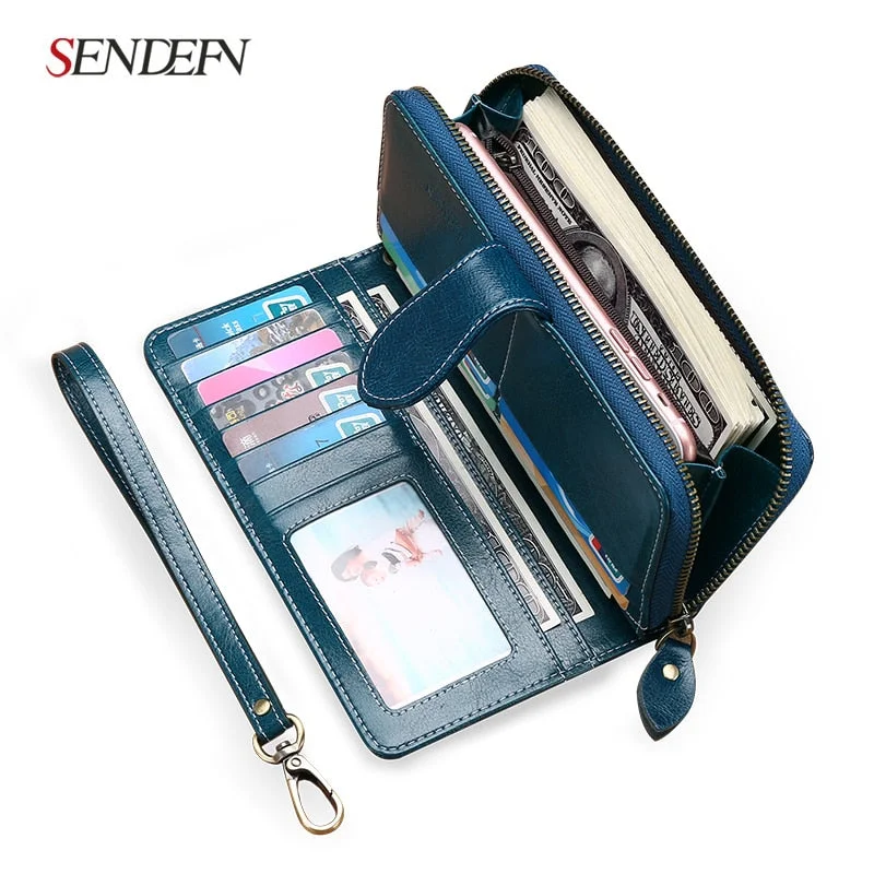 Quality Clutch Fashion New Wallet Split Leather Wallet Female Long Wallet Women Zipper Purse