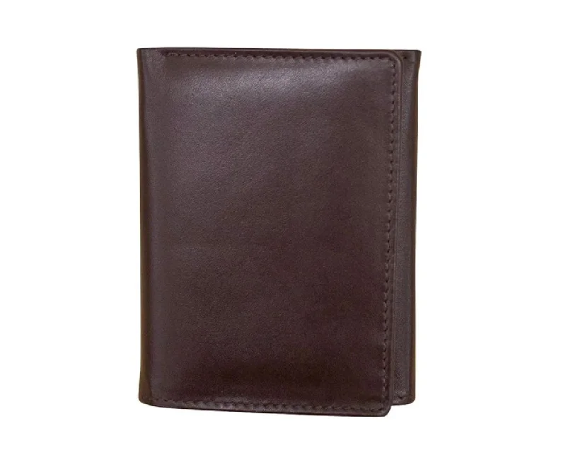 ili New York RFID Trifold Leather Wallet (Brown)