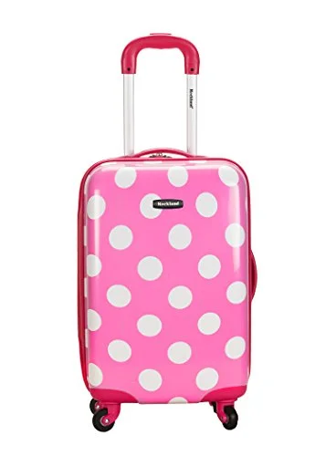 Rockland Luggage 20 Inch Polycarbonate Carry On, Pink Dot, One Size