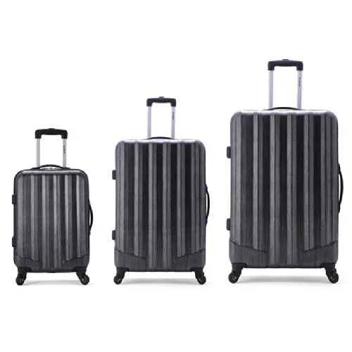 Rockland Luggage 3 Piece Metallic Upright Set, Carbon, Medium