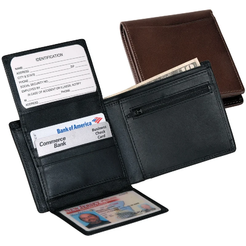 Royce Leather Executive Bifold Wallet W/Zippered Coin Slot