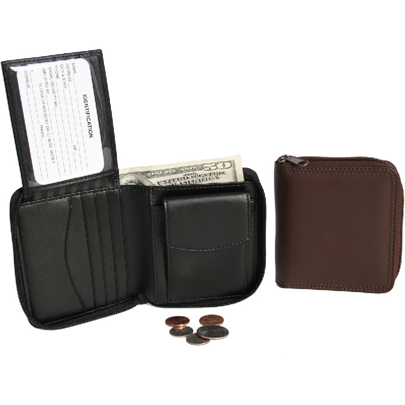 Royce Leather Executive Zip Around Bifold Wallet