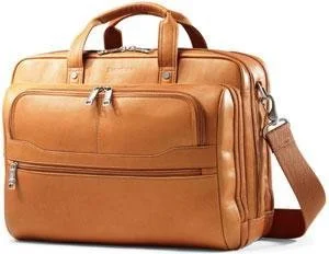 Samsonite Durham Colombian Leather 2 Pocket Briefcase (Tan)