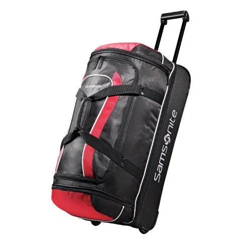 Samsonite Luggage Andante Drop Bottom Wheeled Duffel, Black/Red, 28 Inch