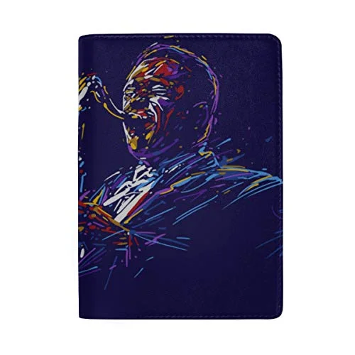 Saxophone Solo Performance Blocking Print Passport Holder Cover Case Travel Luggage Passport Wallet Card Holder Made With Leather For Men Women Kids Family