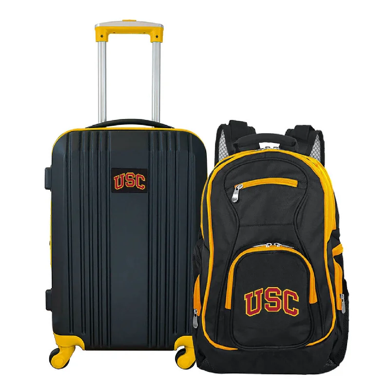 Southern Cal Trojans 2 Piece Premium Colored Trim Backpack and Luggage Set