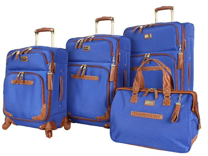 Steve Madden Luggage 4 piece Spinner Suitcase Collection (Blue)