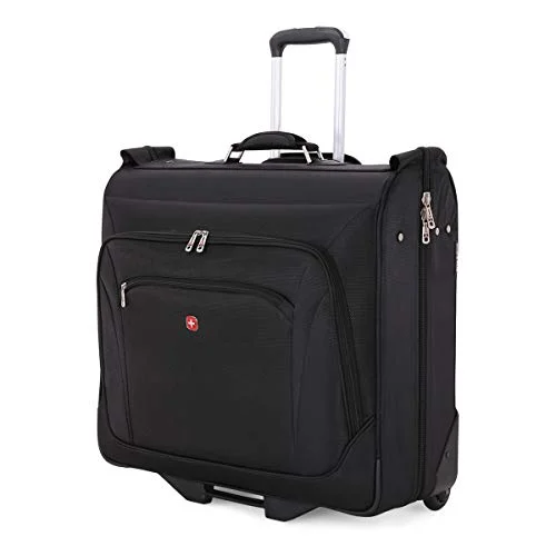 Suitcase for fragile frames-(USED) SWISSGEAR Full-Sized Effortless Folding Wheeled Garment Bag | Rolling Travel Luggage | Men's and Women's - Black