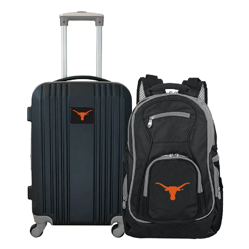 Texas Longhorns 2 Piece Premium Colored Trim Backpack and Luggage Set