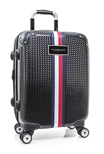 Tommy Hilfiger Basketweave 21" Expandable Hardside Spinner, Black