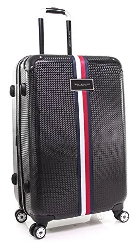 Tommy Hilfiger Basketweave 25" Expandable Hardside Spinner, Black