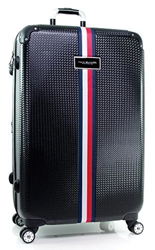 Tommy Hilfiger Basketweave 28" Expandable Hardside Spinner, Black