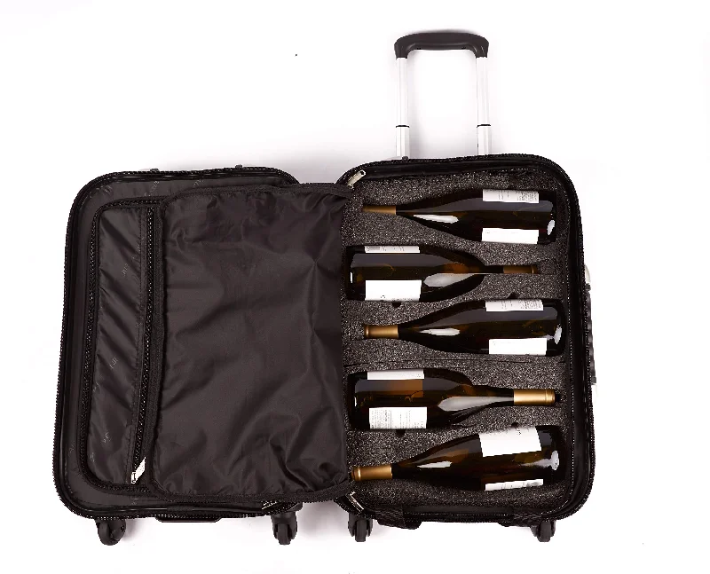 VinGardeValise - Piccolo 01-5 Bottle Capacity plus Clothing - All Purpose Wine Travel Suitcase (Black)