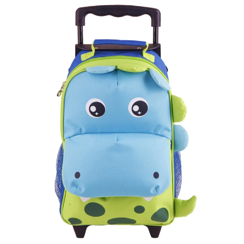 Yodo Zoo 3-Way Toddler Backpack with Wheels or Little Kids Rolling Luggage, with Front Pouch and Side Bottle Holders, for toddler boys and girls, Dinosaur